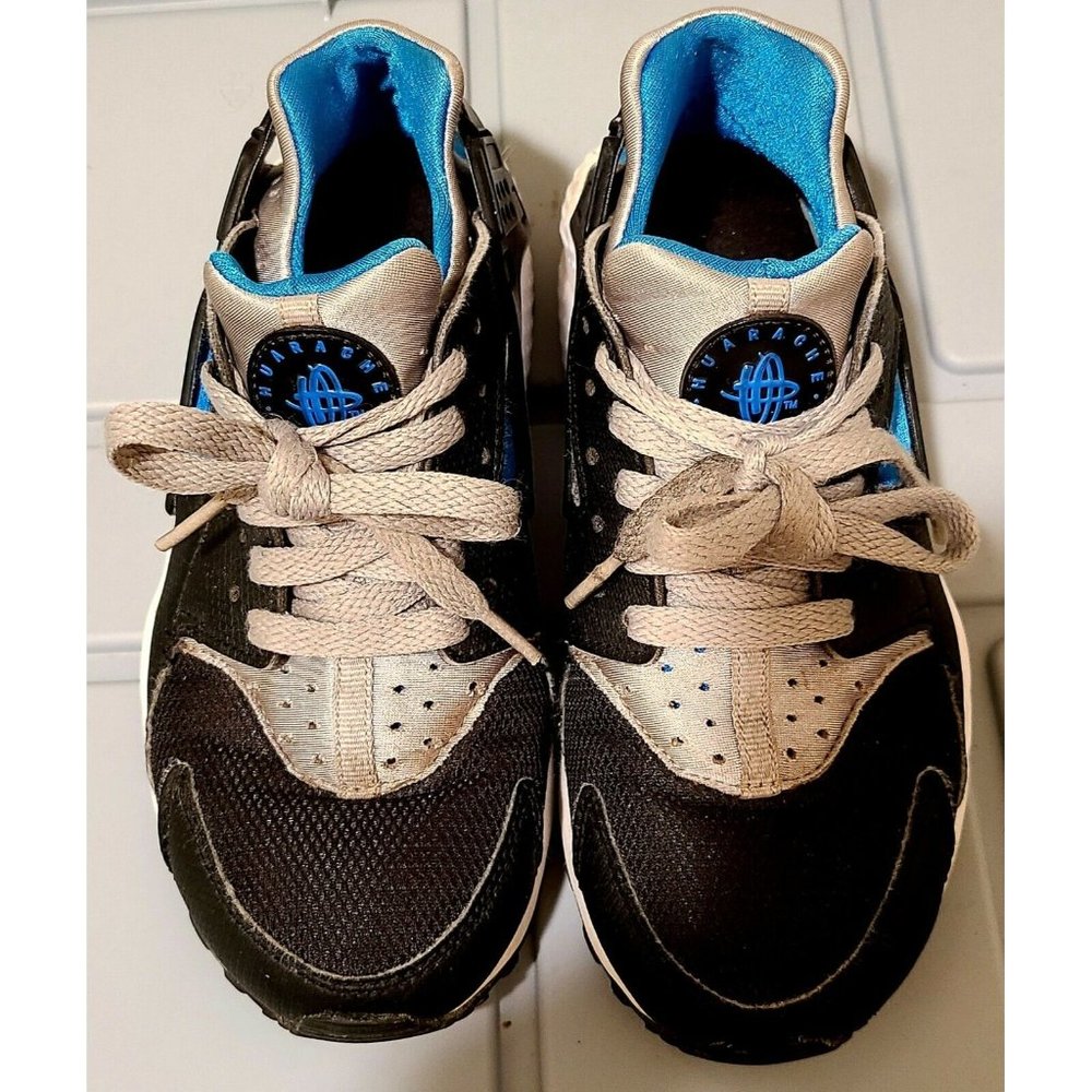 Nike Boys Air Huarache Run 654275-013 Gray Blue Running Shoes Sneaker Size 4Y